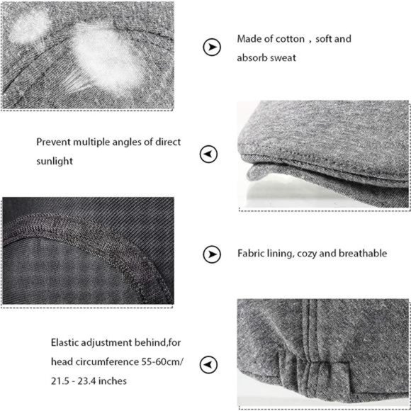 4 Pieces Men's Flat Cap Gatsby Newsboy Hat Driving Cabbie Hunting Cap - Picture 6 of 7